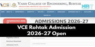 VCE Rohtak Admission 2026-27 Open; Check Fee Structure & Key Details